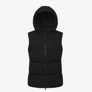 Gilet matelassé noir à capuche pour femme avec fermeture éclair, coupe-vent, vêtement d'extérieur décontracté - Product Image 5