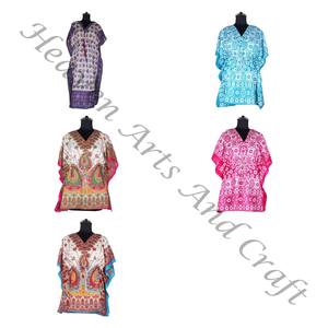 KFL022 Moda sin mangas de seda pura Kaftan largo Tallas grandes Ropa de dormir para mujer - Product Image 3