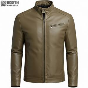 Produit de veste en cuir véritable de haute qualité de moto mince pour hommes personnalisé d'usine pour toutes les vestes en cuir véritable - Product Image 1