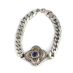 Bracelet gourmet en argent sterling 925, chaîne antique, bijou de collection culturelle - Product Image 1