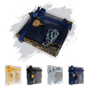 Juego de Regalo Musulmán Azul Oscuro Lavable para Oración Yaseen: Alfombra de Oración, Tasbih, Gorro Kufi, Bolsa Shantung - Regalo Perfecto para el Día del Padre o para el Novio - Product Image 5