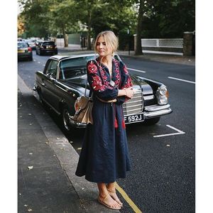 2024 nueva colección bordada diseñador manga larga globo moda hecha a mano corto vestido Ucraniano - Product Image 3