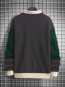 เสื้อสเวตเชิ้ตผู้ชายคุณภาพสูง แบบสั่งทำ สีบล็อก ไหล่ตก ระบายอากาศได้ดี ผ้าฟลีซ คอกลม ปักลาย - Product Image 2