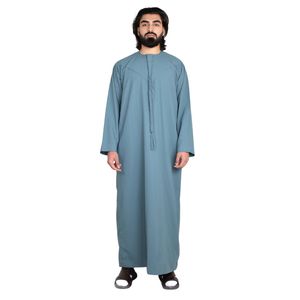 Thobe émirati haut de gamme sarcelle de luxe Kandura vêtements traditionnels arabes élégant hommes Jubba doux et respirant tenue islamique moderne - Product Image 1
