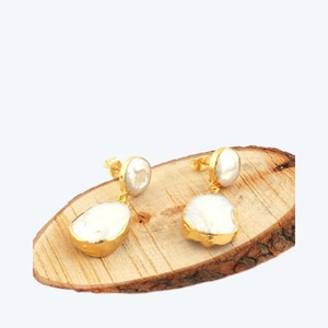 Recién llegado, pendientes de plata de ley 925 con piedras preciosas chapadas en oro en forma de pera para bodas y regalos - Product Image 3