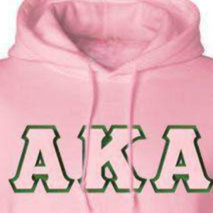 AKA Hooded Sweatshirt Twill <b>Lettered</b> Pullover Hoodie Premium Fleece Custom Greek Sorority Apparel <b>Light</b> Pink Twill - Product Image 5