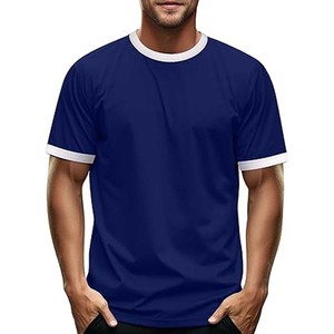 Camisetas de Hombre de Manga Corta, Casuales, Elegantes, Básicas, para Trabajar, de Jersey Fino, Estilo Ringer - Product Image 4