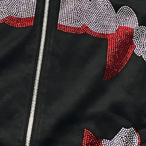 Ventes en gros de sweats à capuche en coton 100% personnalisés avec strass, style tendance, coupe ample, streetwear - Product Image 3