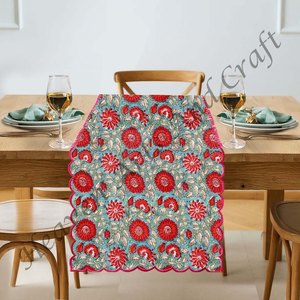 ผ้าคาดโต๊ะผ้าฝ้ายพิมพ์ลายสี่เหลี่ยมผืนผ้าขอบโต๊ะผ้าคาดโต๊ะลายดอกไม้ทำด้วยมือสไตล์อินเดีย - Product Image 5