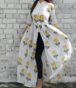 High Quality Floral Mandarin <b>Cape</b> Indian Fashion Styling Quality Kurti and Pants From Indian Manufacturer - Product Image 6