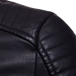 Chaqueta de Cuero Suede Marrón Oscuro, Chaqueta de Motociclista de Cuero PU Marrón Personalizada OEM, Chaqueta Clásica de Cuero Suede para Hombre - Product Image 3