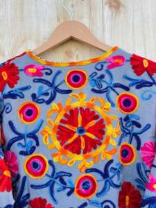 Suzani เสื้อแจ็คเก็ตผ้าฝ้ายอินเดียปักมือสำหรับผู้หญิงชุดลำลองฤดูหนาวเปิดด้านหน้าโครเชต์ปิดไอเดียของขวัญเพื่อนเจ้าสาว - Product Image 4