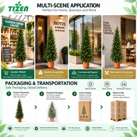 Arbre Topiaire Artificiel en Cèdre 120cm en Pot, Plantes Artificielles en PE, Résistant aux UV, Écologique, Moderne pour Jardin Intérieur et Extérieur