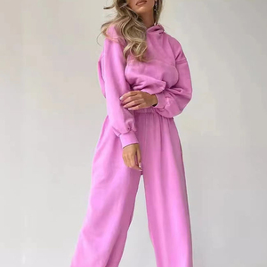 2025 ensemble de sport pour femmes personnalisé automne femmes ensemble de sport blanc 100% coton ensemble de sport à capuche et pantalon - Product Image 5