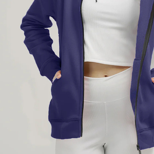 Sudadera con Capucha para Mujer, Elegante, 100% Algodón, Talla Grande, con Cierre, Transpirable, Decorada con Lentejuelas, Logotipo Personalizado en la Parte Delantera, para Invierno y Otoño - Product Image 6