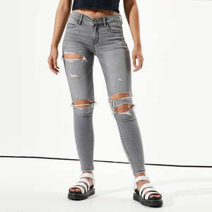 Nouveau design Meilleur arrivée Séchage rapide pour femmes Pantalon jean vieilli Taille régulière Prix bas Tissu confortable pour femmes Jeans - Product Image 1