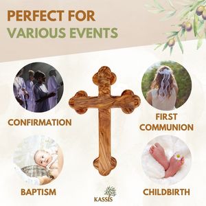 Cruz de Madera de Olivo Personalizada con Bordes Redondeados de 28 cm, Cruz Cristiana Grabada a Mano en Belén - Product Image 5