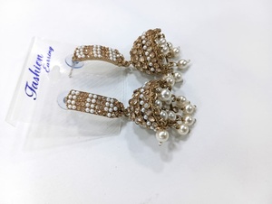 Lujo último diseñador exclusivo moda Heavy Drop Shadow Diamond Jhumki colección de pendientes para mujer - Product Image 4