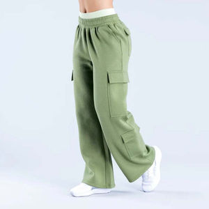 กางเกงขายาวผ้าแคนวาสเอวสูงทรงตรงแบบมีเชือกผูกสำหรับผู้หญิง - Product Image 5