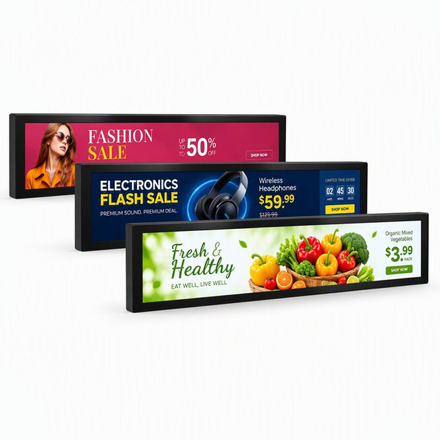 Hypermarket Bar Shelf Display 35 37 Inch 4K 2K 450 Nits Stretched LCD Panel Custom