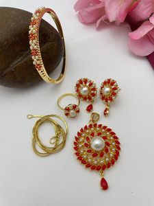 Elegant Pearl Pendant with Chain, <b>Bracelet</b> & Rings Combo Set <b>for</b> Women & <b>Girls</b> Stylish Jewelry Gift <b>for</b> Daily & Office Wear - Product Image 5