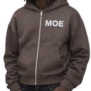 Sweat à capuche zippé oversize pour homme, 420 GSM, molleton de coton, coupe décontractée, logo personnalisé sur la poitrine, streetwear pour marque privée OEM - Product Image 3