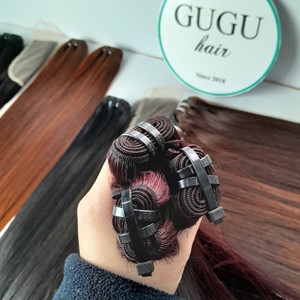 Paquets de cheveux de trame Remy vietnamiens Bourgogne foncé Super Double Os droit 24 pouces gamme de cheveux colorés 8 à 30 pouces" - Product Image 3