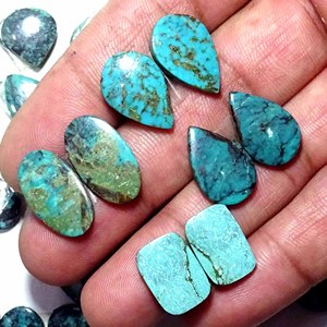 Par de piedras preciosas de turquesa tibetana natural para pendientes Par de gemas naturales para pendientes Gemas sueltas - Product Image 3