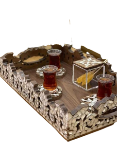 Bandeja de Servir de Madera de Acacia Directo de Fábrica con Incrustaciones de Nácar, Tamaño y Color Personalizables, Certificación EPCH, Regalo Hecho a Mano para Ramadán y Eid - Product Image 2