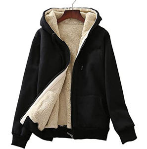 High Quality 100% Cotton Women's Casual Winter Pullover <b>Hoodie</b> <b>Sherpa</b> <b>Lined</b> Fleece Embroidered Badge Comfortable Sweatshirt - Product Image 3