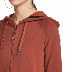Sudadera con cremallera cómoda de moda para mujer, diseño de Color atrevido de algodón 100% para ropa informal, logotipo frontal de invierno transpirable de secado rápido - Product Image 4