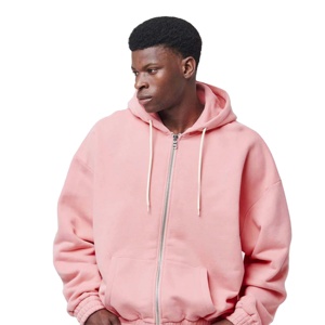 Personnalisable Hommes Full Zip Up Hoodie 500Gsm Coton Double Couche Poids Lourd Full Face Zipper Hoodies pour Hommes - Product Image 1