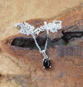 Pendentif classique bijoux pour femmes argent Boho Style bijoux 925 argent Sterling noir Onyx pierre précieuse pendentif fait main cadeau - Product Image 4