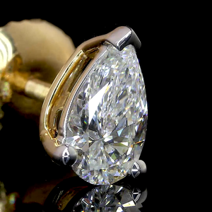 Elegantes tachuelas de diamantes de pera de oro de 14 quilates, brillo cultivado en laboratorio - Product Image 3