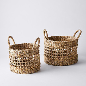 Rond ouvert tissage jonc de mer garde-manger pain conteneur de stockage panier gros raphia paniers pour la décoration de la cuisine - Product Image 4
