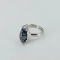 Bague en obsidienne flocon de neige taille marquise, en argent sterling 925, sertie clos, faite à la main, bijoux bohèmes pour mariage et fête