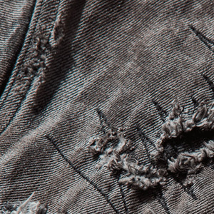 2025/2026 Men's Hard-Washed Damaged Denim Hooded <b>Zip</b>-<b>Up</b> <b>Jacket</b> Black Front Logo Eco-Friendly Windproof - Product Image 4