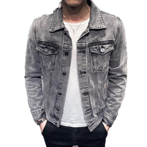 <b>New</b> Arrival 2026 <b>New</b> Casual Solid Zip Pocket Men Denim Jacket For Sale Plain Button 100% Polyester Denim Jacket For Men's - Product Image 3
