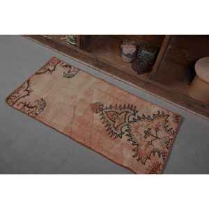 Tapis Turc Vintage Tissé à la Main Orange Vert Patchwork Design 1.6 X 3.3ft Laine Latex Support pour Salon Décor Modèle Chambre Tapis - Product Image 3