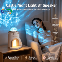 Projecteur d'ondulations d'eau rechargeable avec minuterie, veilleuse LED RGB romantique en forme de château, haut-parleur avec micro intégré, portée de 10 m, compatible V5.0 App