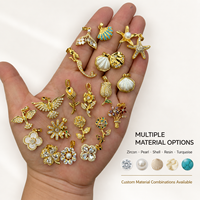 Ciondolo Personalizzato in Ottone con Inserto di Perle e Zirconi, Placcato in Oro 18k, Stile Romantico Starlight, Accessori Gioielli da Donna