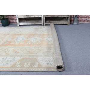 Turkish Vintage Rug, Large 6.6x9.2 ft (200x280 cm) Rug, <b>Brown</b> Floral <b>Wool</b> Rug - Product Image 5