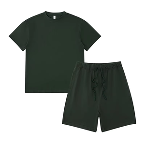 ONEAPEX SPORTS WEAR 100% Cotton Black Two-Piece Fitness Summer Set with Custom Logo T-Shirt for <b>Men</b> Women Breathable 180g Fabric - Product Image 1