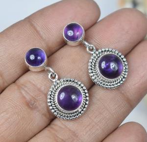 Boucles d'oreilles filles bijoux en argent boucles d'oreilles pour femmes boucles d'oreilles pendantes améthyste pierre précieuse haute qualité 925 argent sterling massif - Product Image 2