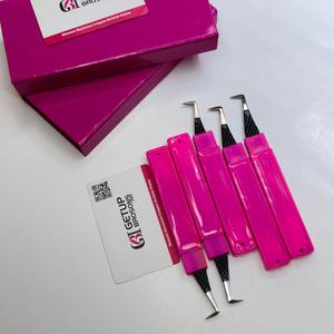Pince à épiler GETUP BROSONS IMPEX 90 degrés en acier inoxydable avec revêtement noir, outil de précision pour cils, emballage boîte - Product Image 3