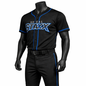Custom Black <b>Baseball</b> Uniform <b>Set</b> OEM Sublimation Polyester Breathable Team Jersey Pants Wholesale Sportswear - Product Image 3