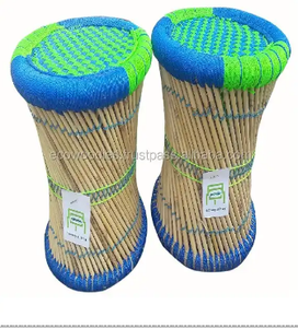 Tabouret pouf en bambou massif écologique fait à la main tabouret Portable pour salon Restaurant jardin os incrustation Console - Product Image 2