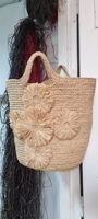 Sacs à main ouverts en raphia pour femmes, style vintage marocain, avec décoration de lettres