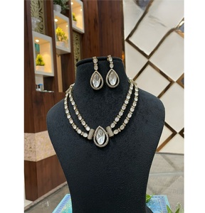 Luxury Best Quality <b>Gold</b> Plated Kundan Stone Look Double Layered Necklace <b>Set</b> With <b>Earring</b> for Wedding Wear Collection For Women - Product Image 1