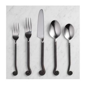 Le plus récent lot de 5 couverts en acier inoxydable de couleur argent et noir pour la cuisine Ensemble de couverts de luxe pour restaurant à bas prix - Product Image 1